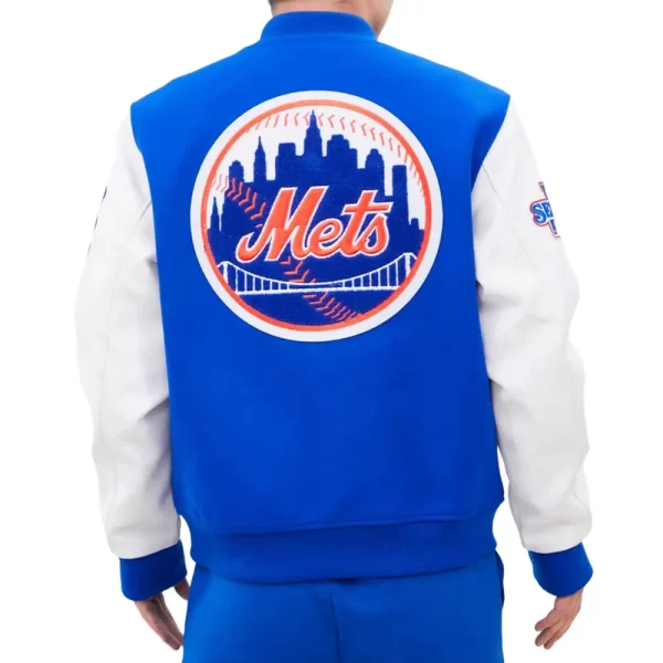 New York Mets Home Town Full-Snap Wool & Leather Varsity Jacket