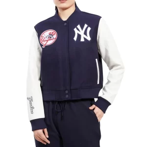 New York Yankees Classic Navy Blue and White Varsity Jacket