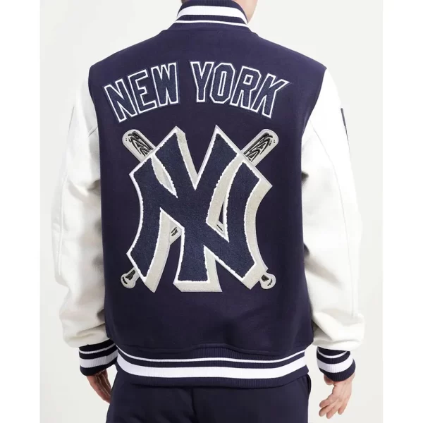 New York Yankees Mashup Navy Varsity Wool & Leather Jacket