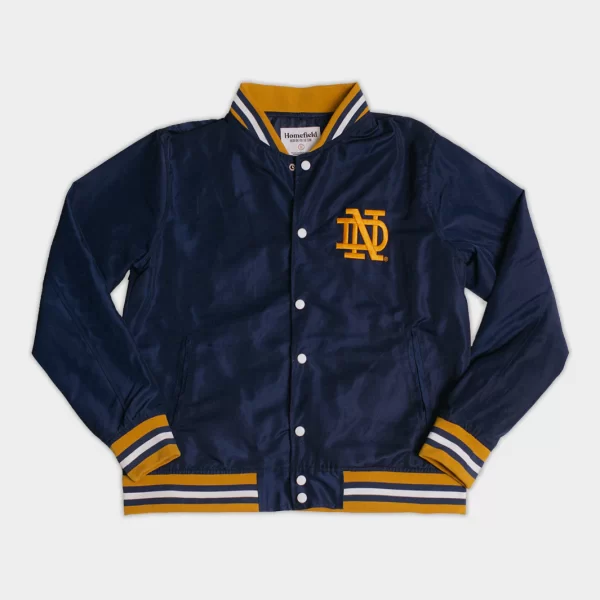 Notre Dame Vintage Monogram Blue Bomber Jacket