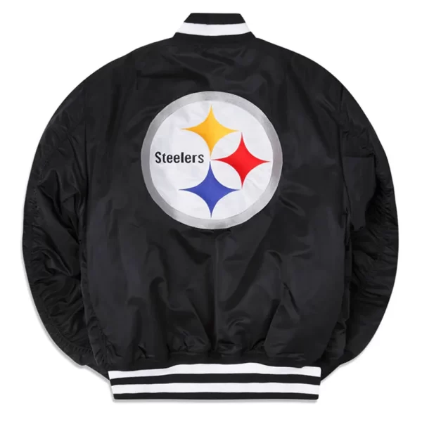 Pittsburgh Steelers MA-1 Black Satin Full-Zip Bomber Jacket