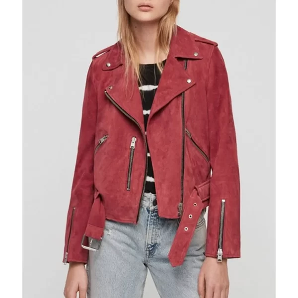 Priscilla Faia You Me Her S05 Izzy Silva Suede Red Jacket