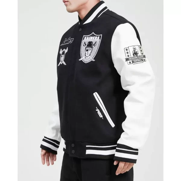 Pro Los Vegas Raiders Black and White Varsity Jacket