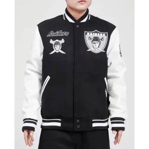 Pro Los Vegas Raiders Varsity Black and White Jacket