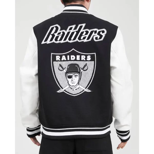 Pro Los Vegas Raiders Wool & Leather Varsity Black and White Jacket