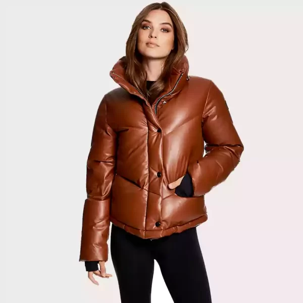 Sam Nyc Brown Puffer Brown Leather Jacket