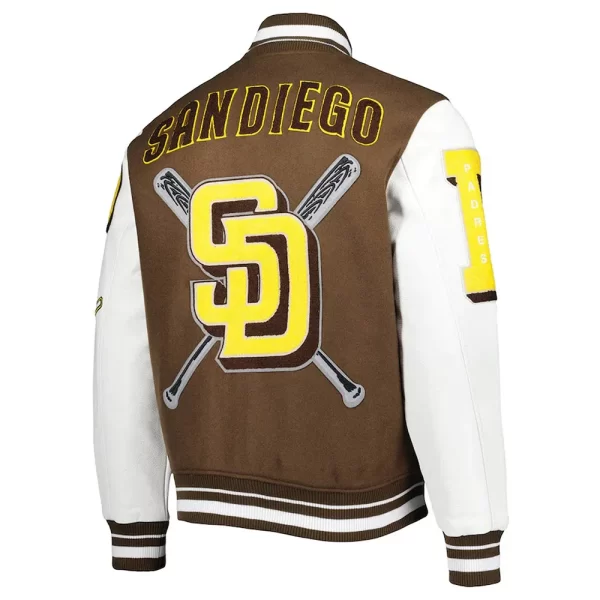 San Diego Padres Mashup Brown and White Varsity Wool & Leather Jacket