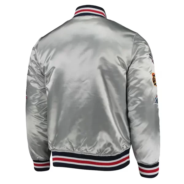 Silver New England Patriots Full-Snap Satin Jacket