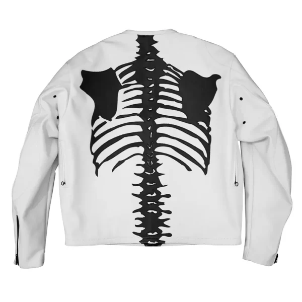 Skeleton Vanson White Heart Biker Leather Jacket