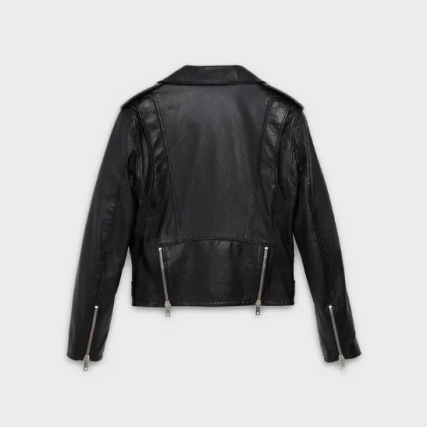 Soft Lambskin Cropped Black Biker Leather Jacket