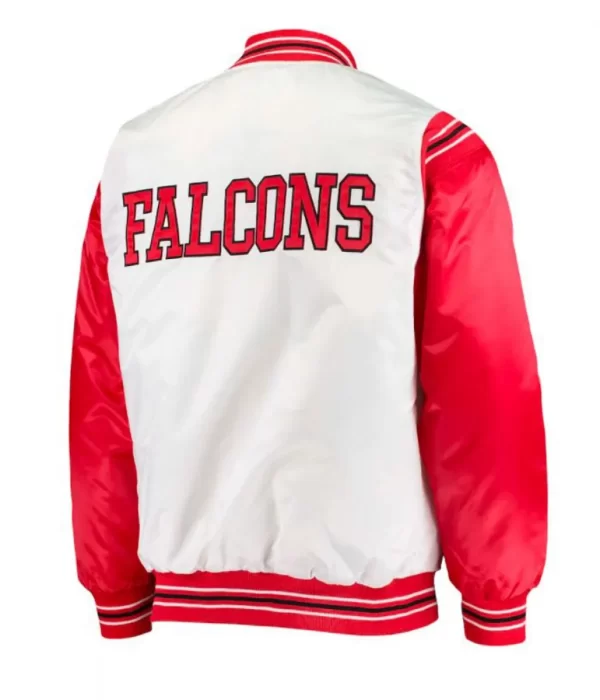 Starter Atlanta Falcons Satin Red and White Varsity Jacket