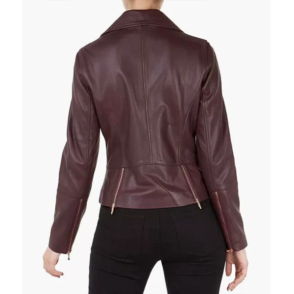 Superman & Lois Leslie Larr Biker Maroon Leather Jacket