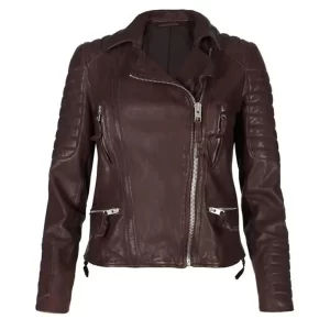 Switched at Birth S05 Vanessa Brown Maroon Leather Jacket