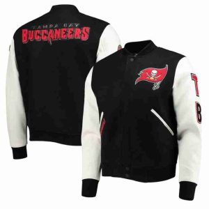 Tampa Bay Buccaneers Letterman Black and White Jacket