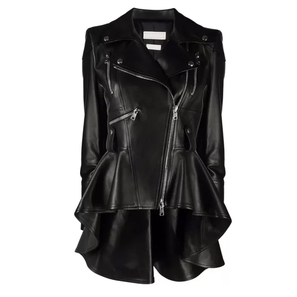 The 100 S07 Eliza Taylor Peplum Leather Jacket