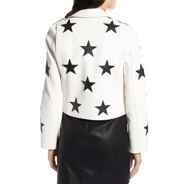 The Bachelor Haley Ferguson Print White Star Leather Jacket