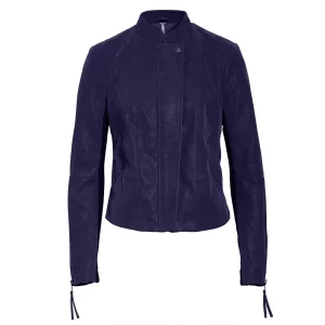 The Flash S03 Danielle Panabaker Navy Leather Jacket
