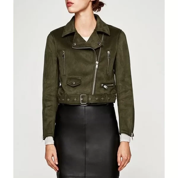 The Young and the Restless Mariah Copeland Suede Green Biker Jacket