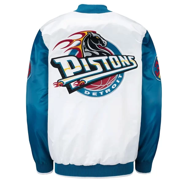 Ty Mopkins Pistons Full-Snap Satin Teal and White Jacket