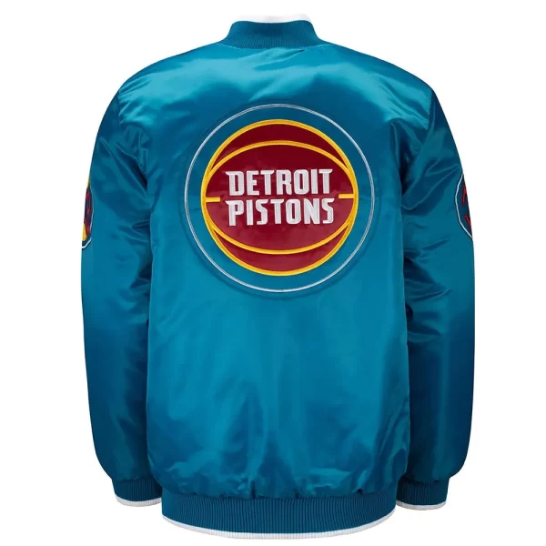 Ty Mopkins Pistons Satin Full-Snap Teal Jacket