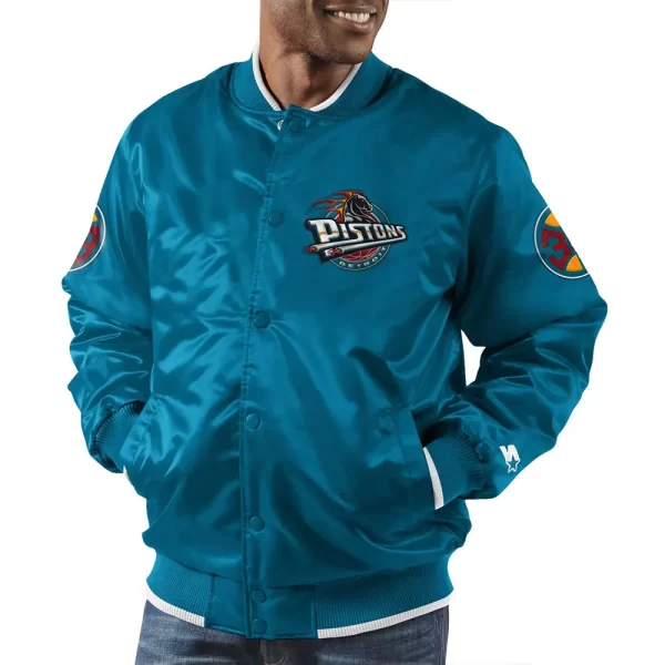 Ty Pistons Mopkins Teal Satin Jacket