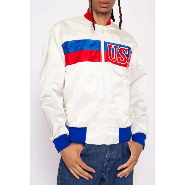 USA 80’s White Satin Jacket