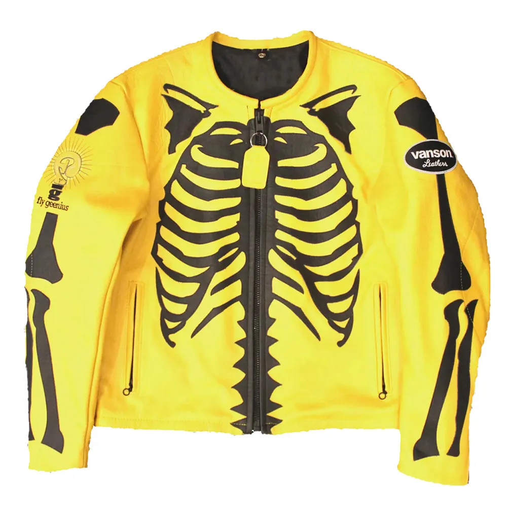 Vanson Skeleton Yellow Leather Jacket - A2 Jackets