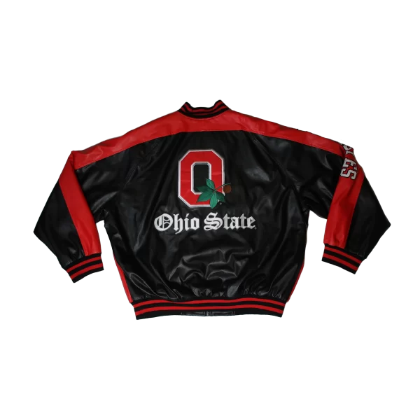 Vintage Steve & Barry’s Letterman Ohio State Buckeyes Red Leather Jacket