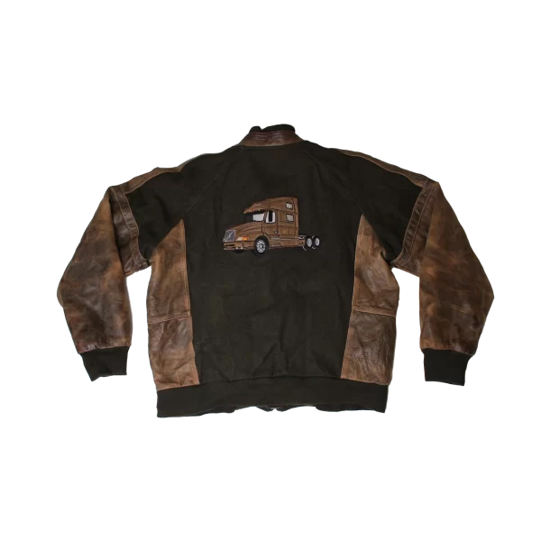 Vintage “Volvo” Black & Brown Trucker Leather Jacket