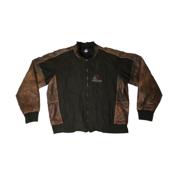 Vintage “Volvo” Trucker Black & Brown Leather Jacket
