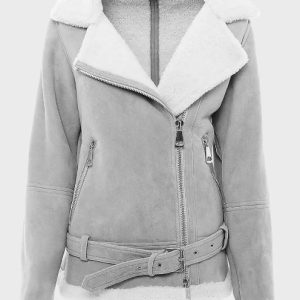 Women’s Grey Suede Shearling Jacket