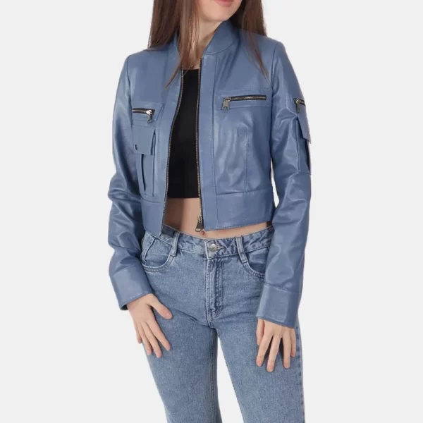 Womens Skyler Cropped Biker Jacket