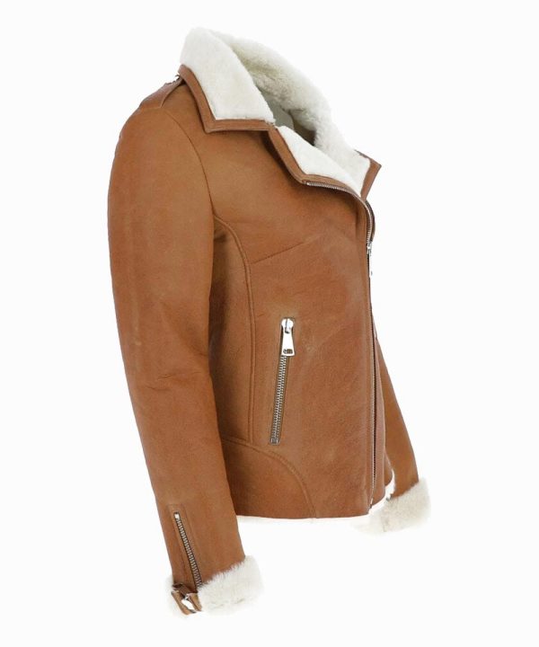 Women’s Tan Brown Sheepskin Shearling Leather Jackets