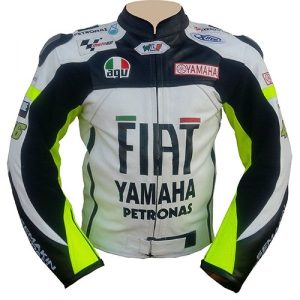 Yamaha Biker White Leather Jacket