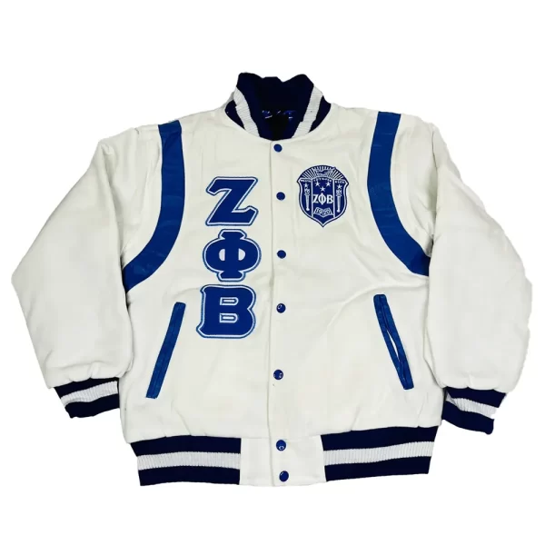 Zeta Letterman Wool Royal & White Full-Snap Jacket