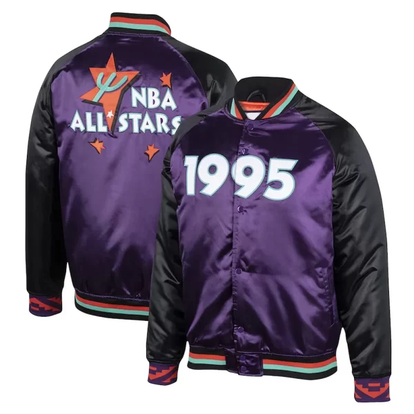 1995 NBA All-Star Game Black and Purple Satin Jacket