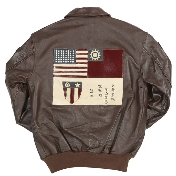 23rd Fighter Group Flying Tigers A2 Bomber Brown Leather Jacket
