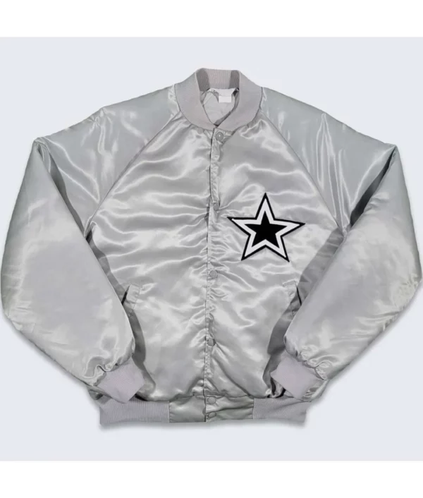 Double Clutch Bomber Satin Dallas Cowboys Silver Jacket - Jackets