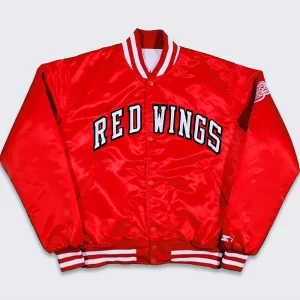 80’s Detroit Red Wings Red Satin Bomber Jacket
