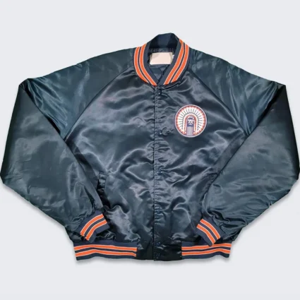 80’s Illinois Ilini Bomber Navy Blue Jacket