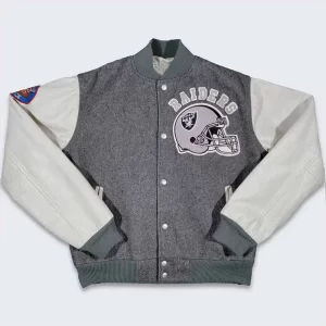 80’s LA Raiders Varsity Gray and Cream Varsity Jacket