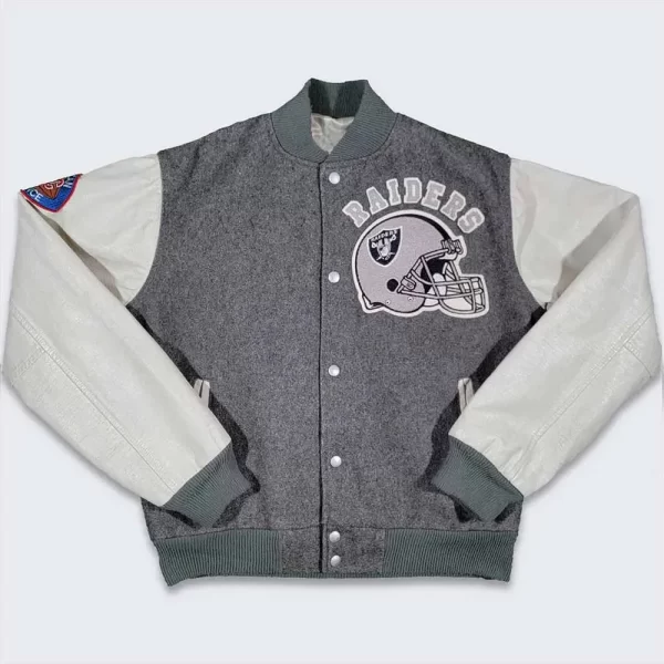 80’s LA Raiders Varsity Gray and Cream Varsity Jacket