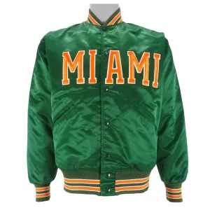 80’s Miami Hurricanes Green Satin Jacket