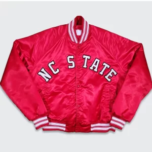 80’s North Carolina State Red Satin Bomber Jacket