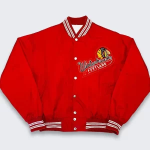 80’s Portland Winterhawks Red Satin Jacket