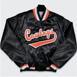 90’s Oklahoma State Cowboys Black Satin Bomber Jacket