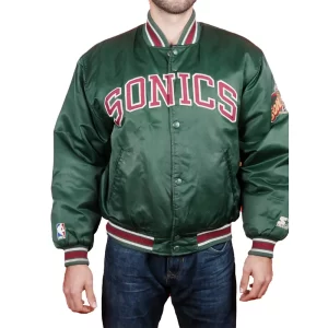 90’s Seattle Supersonics Green Satin Jacket