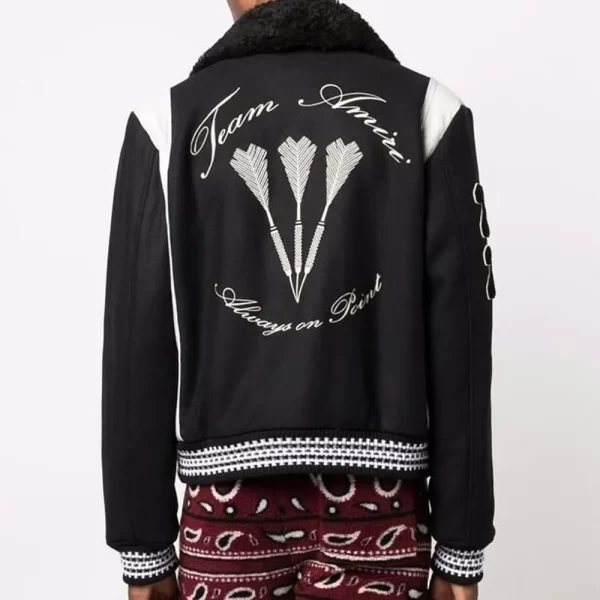 Always on Point Amiri Varsity Full-Snap Wool Black Jacket