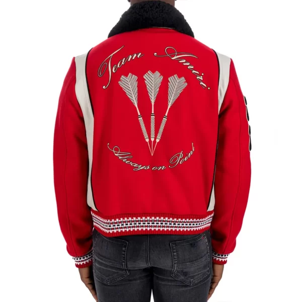 Always on Point Amiri Varsity Full-Snap Wool Red Jacket