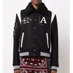 Amiri Always on Point Black Wool Varsity Jacket